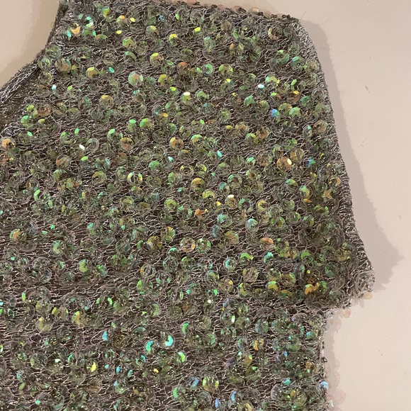 Topshop Blue/Grey/Green sequin and beaded top - Picture 4 of 6